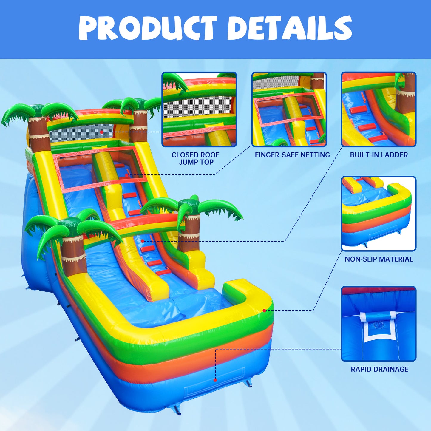 BIG WAVE - 14FT Tropical Paradise Wet/Dry Water Slide - Free Shipping